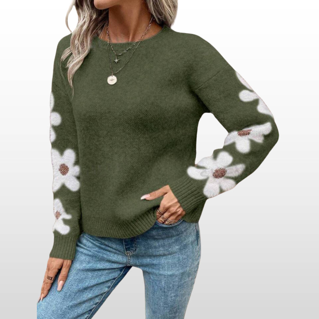 ZOEY™ - Rundhals-Pullover mit Blumenmuster für Herbst/Winter