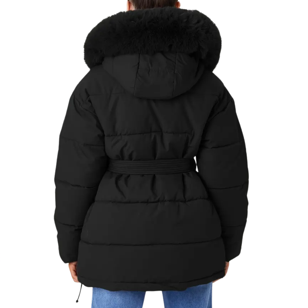 ZELARA™ – Thermomantel mit flauschigem Fellkragen