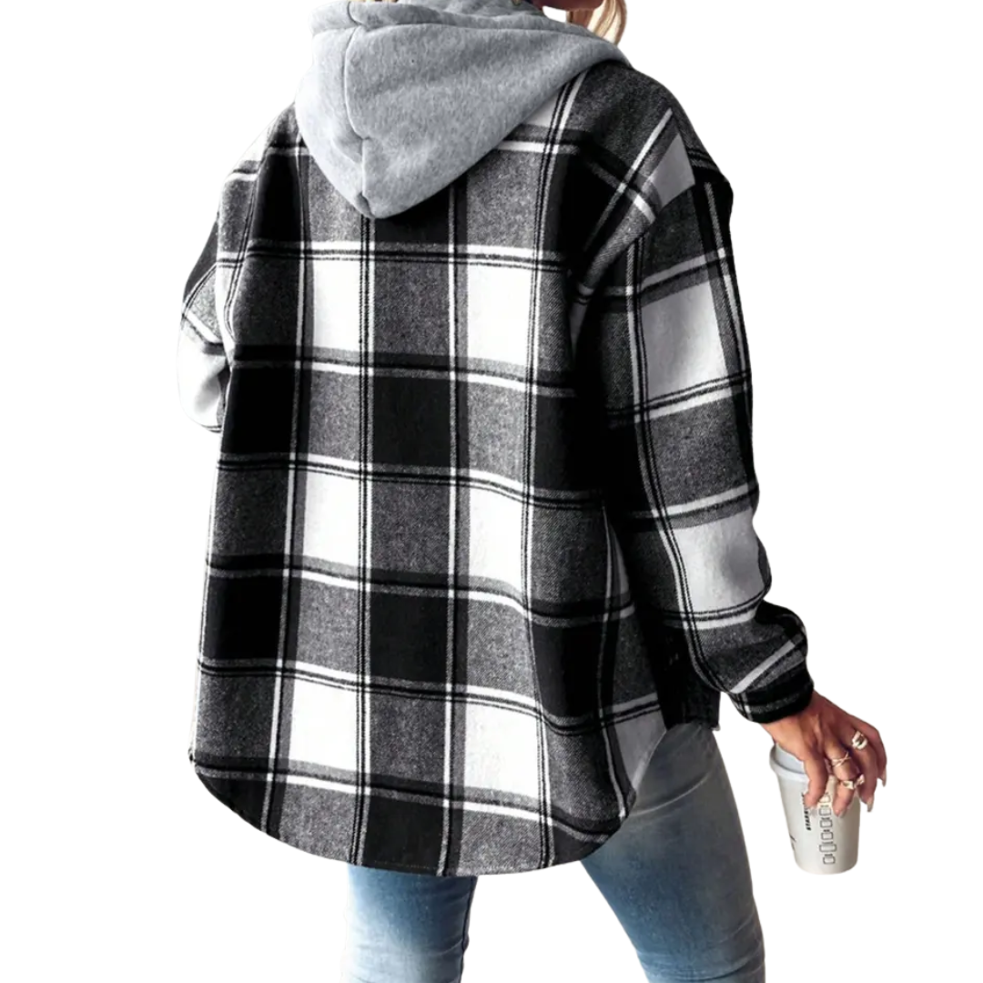 DOTTIE™ – Gemütliche Kapuzen-Fleece-Hemdjacke im Karodesign