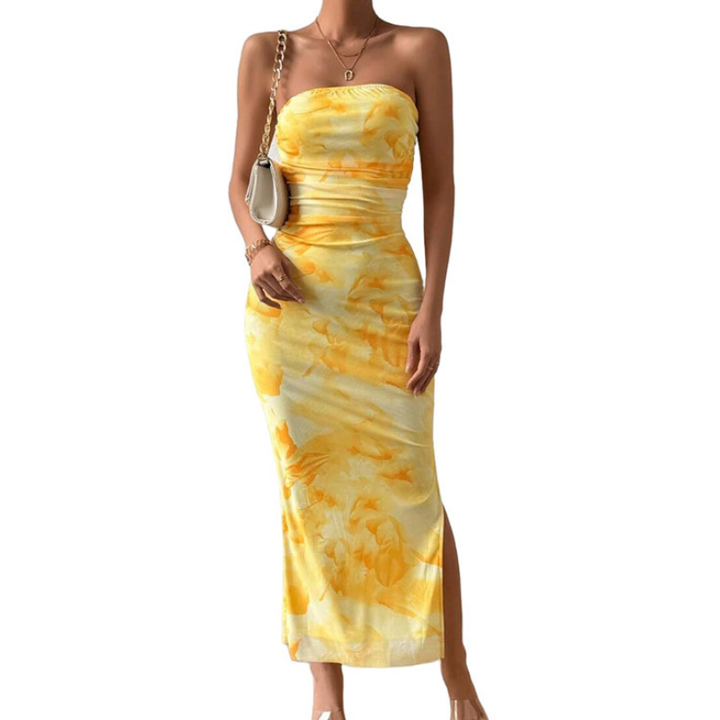 MINA™ – Modernes ärmelloses gerafftes Maxikleid