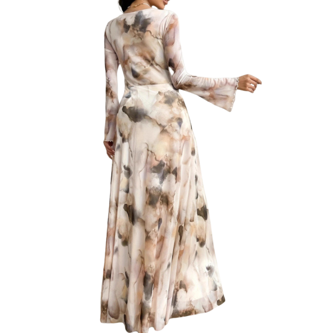 CLARISSA™ – Elegantes bedrucktes Kleid mit ausgestellten Ärmeln