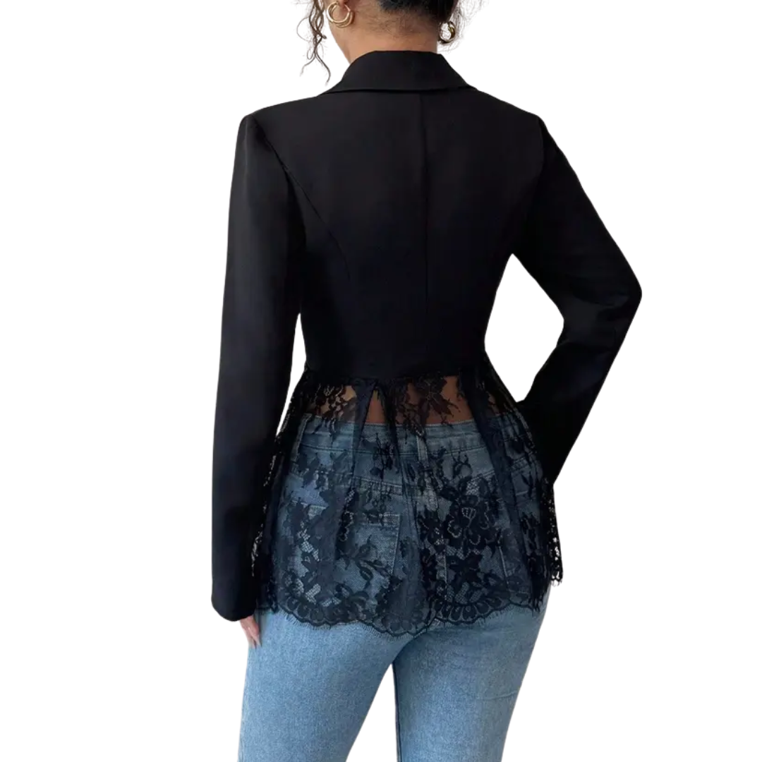 LEONIQUE™ – Figurbetonter Blazer mit Spitzenbesatz