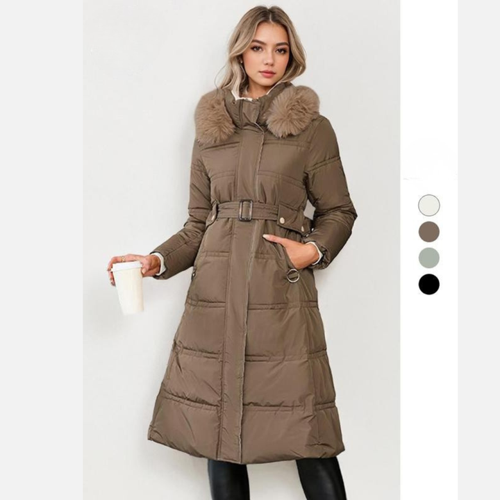 LEYLA™ - Stylischer Plüschmantel mit Taillenband für einen gemütlichen Herbst & Winter