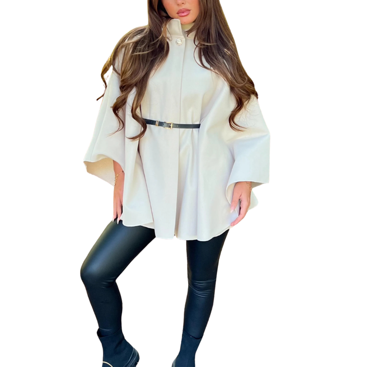 EDEN™ – Stylischer Cape-Mantel mit Gürtel und hohem Kragen