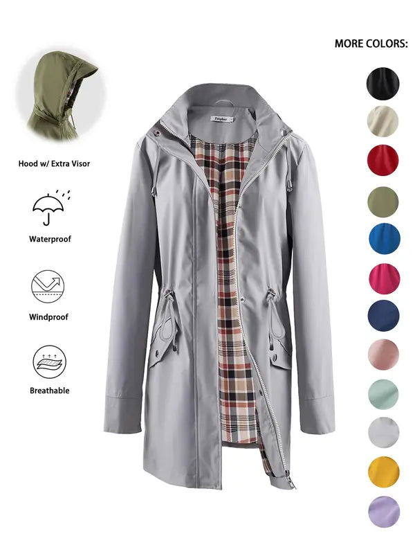 QING™ – Lässiger Kapuzen-Trenchcoat mit Reißverschluss und Kordelzug