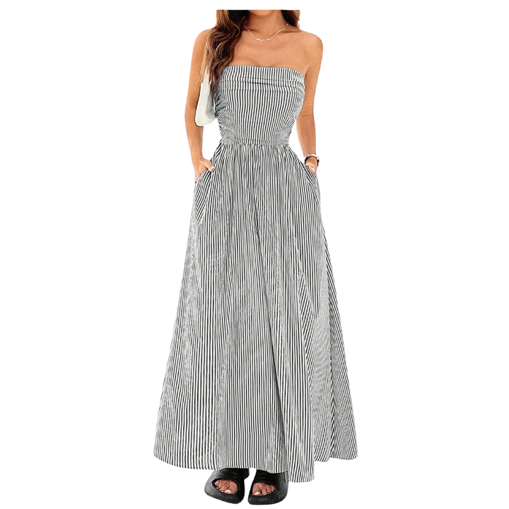 EARMA™ - Gestreiftes Tube-Kleid für Damen, lässiges ärmelloses Sommerkleid