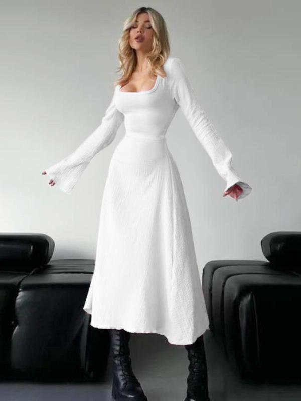 ERIN™ - Raffiniertes A-Linien-Maxikleid mit Schnürung, Rückenausschnitt und Rüschenärmeln