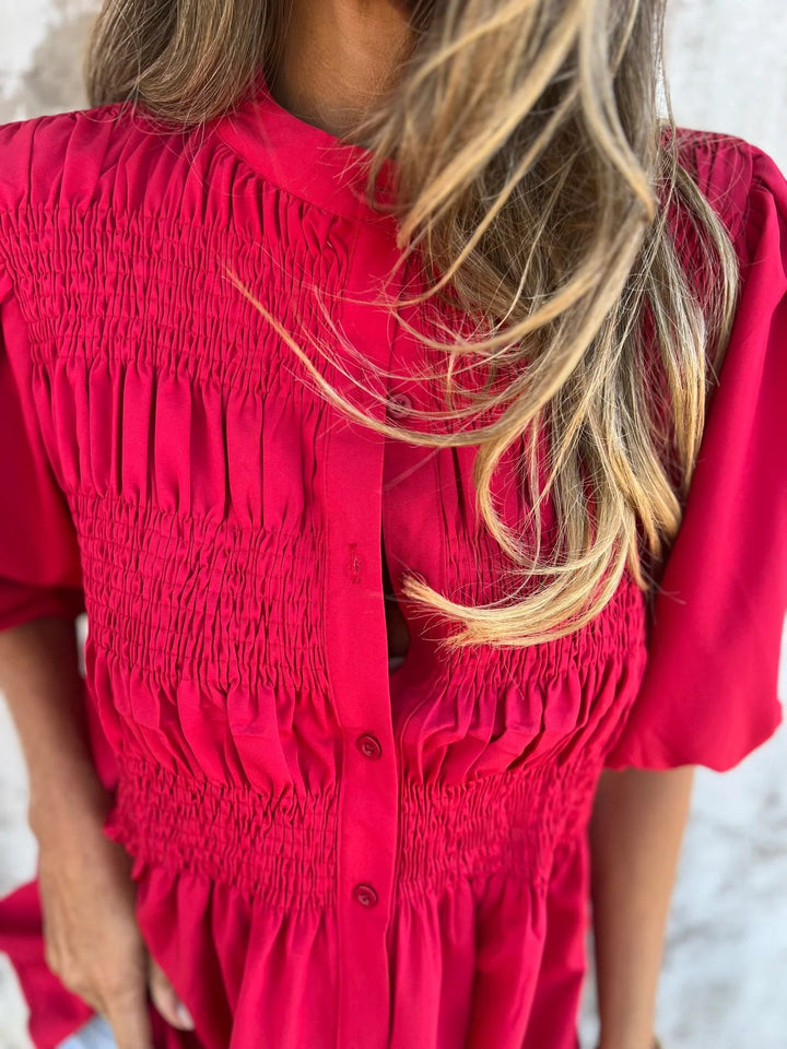 ELIZA™ - Plissierte Bluse mit Knopfleiste