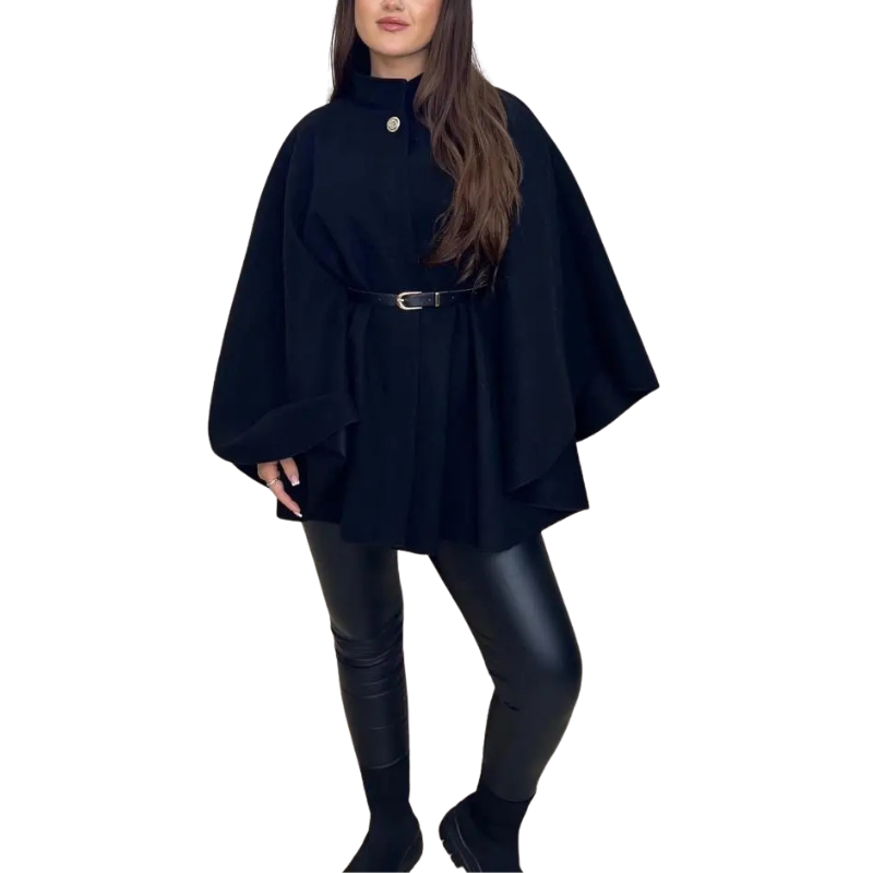 EDEN™ – Stylischer Cape-Mantel mit Gürtel und hohem Kragen