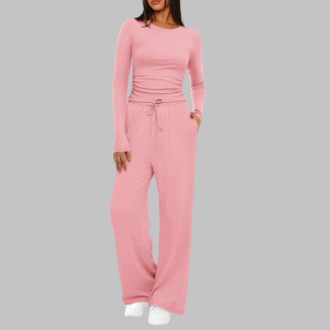 BELLE™ - Freizeit-Set aus Langarmshirt und Hose mit weitem Bein