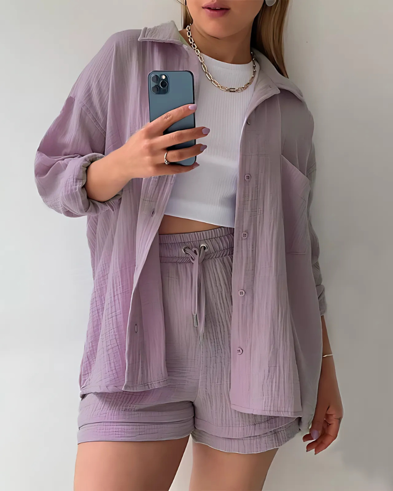 VERA™ – Modernes Knopfleisten-Shorts-Set