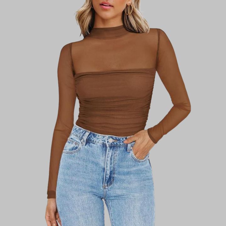 VEGA™ – Schickes transparentes Langarm-Top aus Mesh