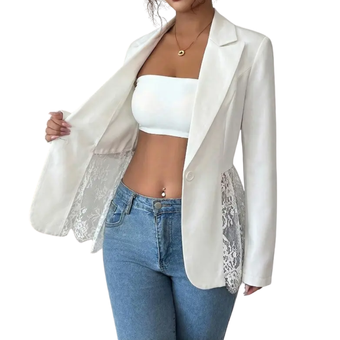 LEONIQUE™ – Figurbetonter Blazer mit Spitzenbesatz