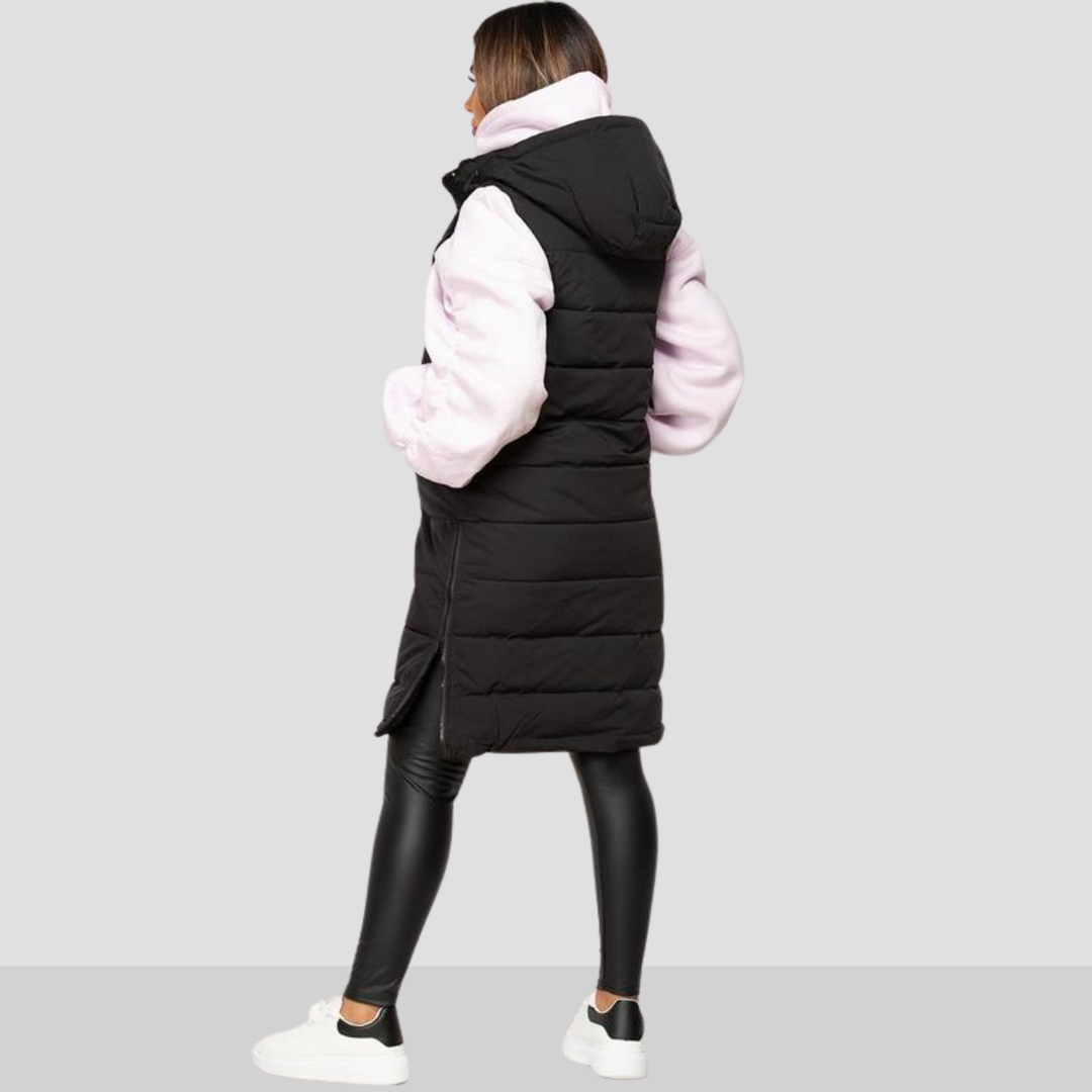 SIDRA™ – Bequemer, schwarzer, wattierter, langer Kapuzen-Puffer