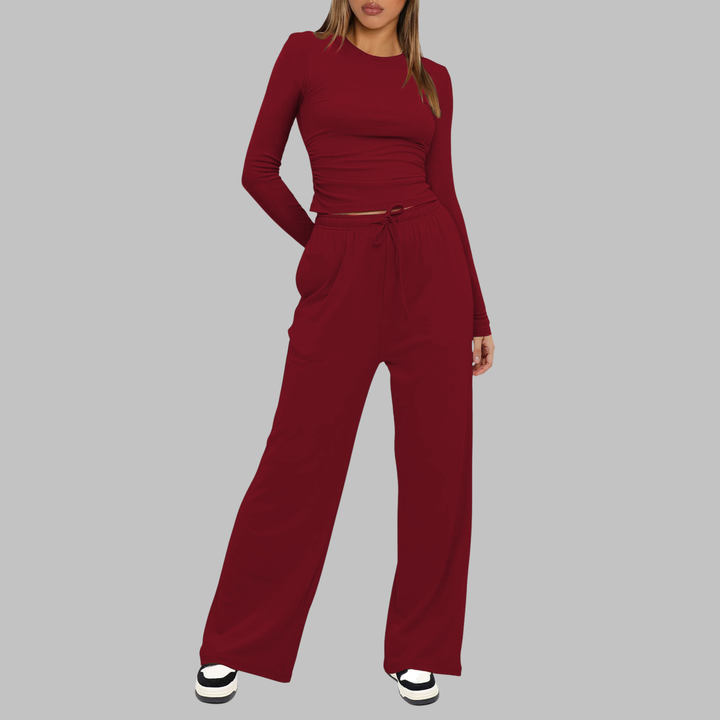 JANNY™ - Freizeit-Set aus Langarm-Top und Hose mit weitem Bein