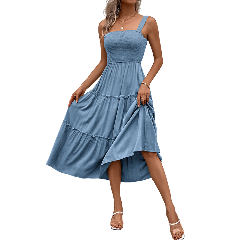 TESSIE™ – Lässiges rückenfreies Sommerkleid mit gerafftem Saum und Rüschen