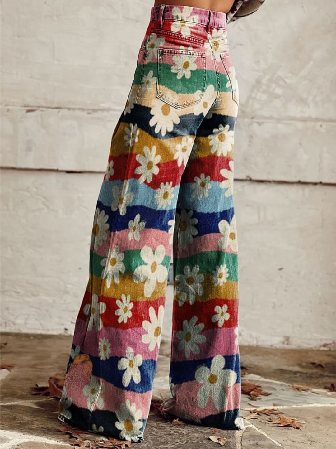 ELIANE™ – Retro-Blumenmuster-Hose mit weitem Bein