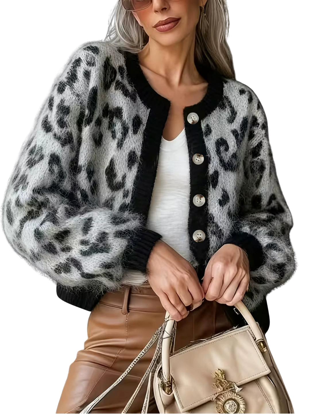 ELIZA™ – Eleganter Cardigan mit Leopardenmuster