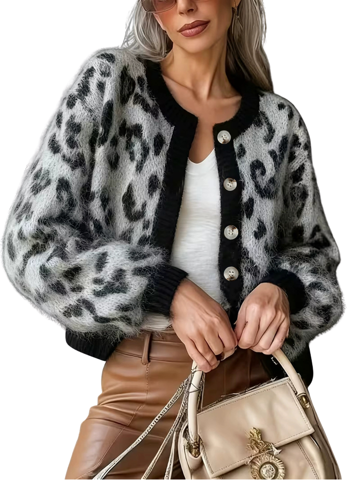 ELIZA™ – Eleganter Cardigan mit Leopardenmuster
