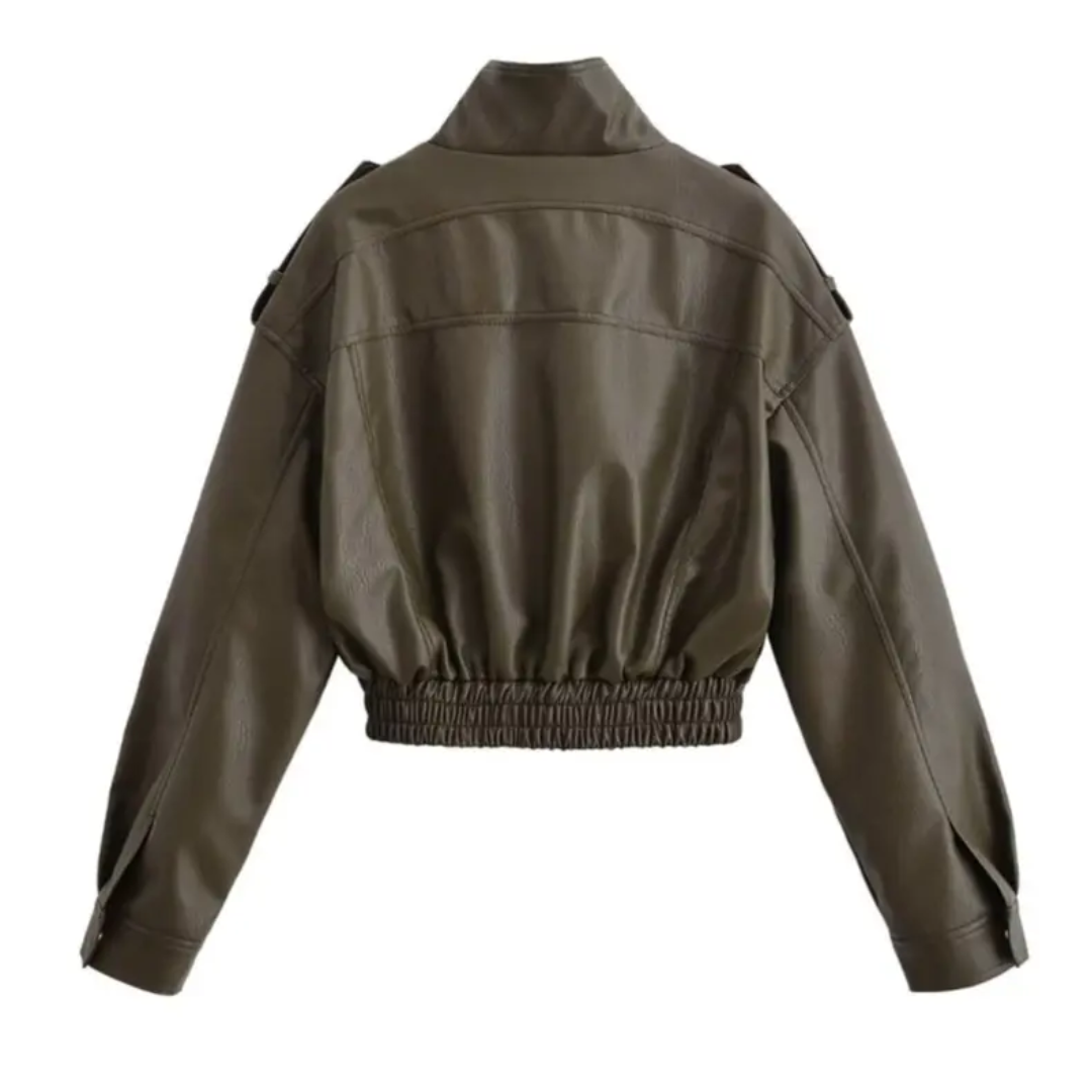 ZOYA™ – Kurze Bikerjacke aus Kunstleder