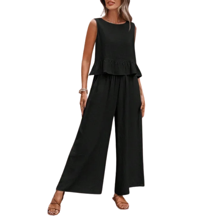 KAREN™ – Damen Tanktop mit Rüschensaum & weite Hose