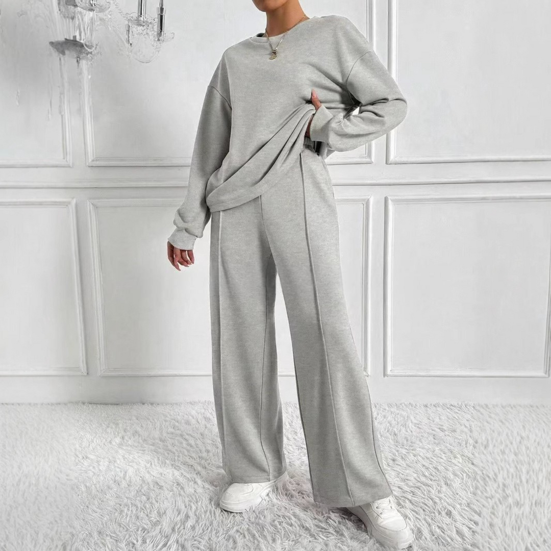 TINIDOR™ - Set aus langärmeligem Sweatshirt und High-Waist-Hose für die Freizeit