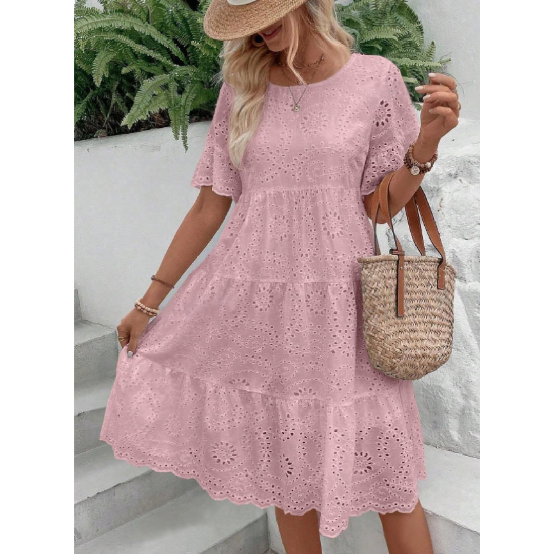 RAEMI™ – Elegantes Boho-Sommerkleid mit Rundhalsausschnitt
