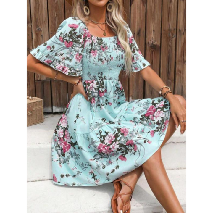 ISOLDE™ – Vintage-Sommerkleid mit Blumenmuster und Volantärmeln