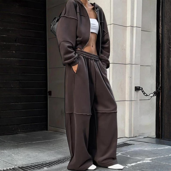 DARA™ - Bequemes Kapuzen-Sweatshirt mit Reißverschluss und Hose mit elastischem Bund