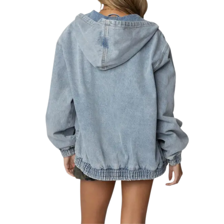 FRANNI™ – Kapuzen-Bomberjacke aus Vintage-Denim mit Waschung