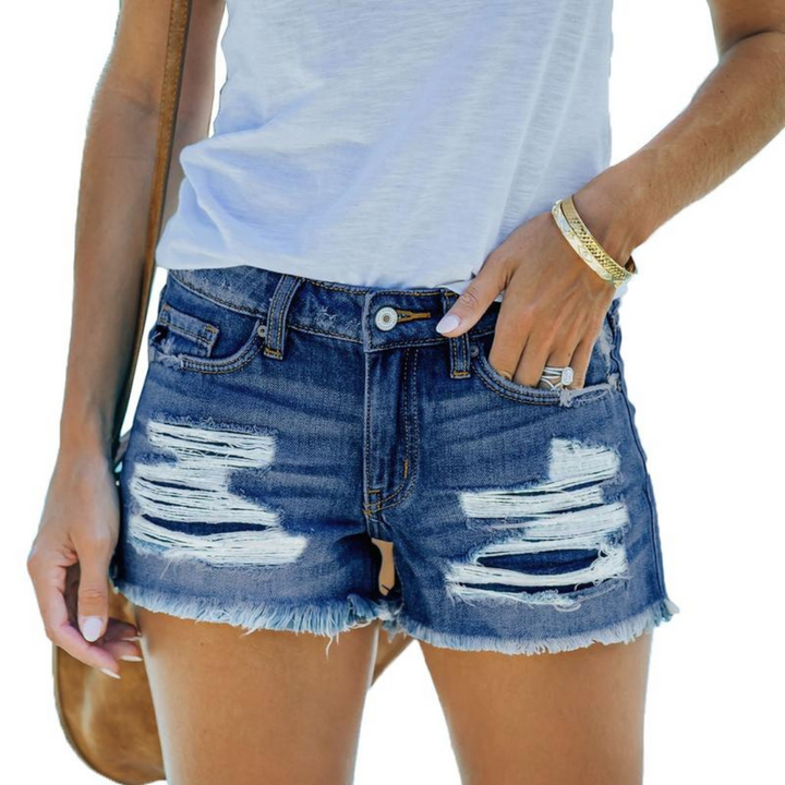 DOLORES™ – Täglich schmal geschnittene Jeans-Shorts mit Rissen