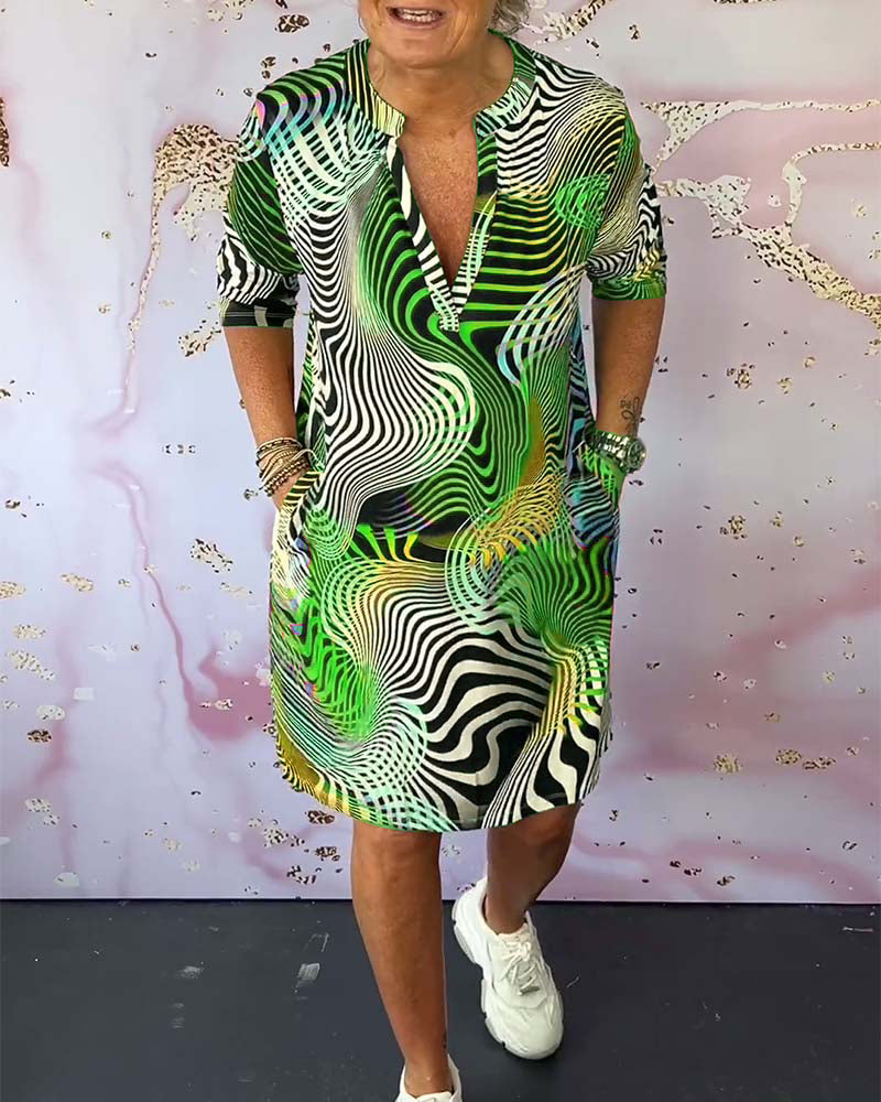 MARI™ - Buntes V-Ausschnitt-Kleid