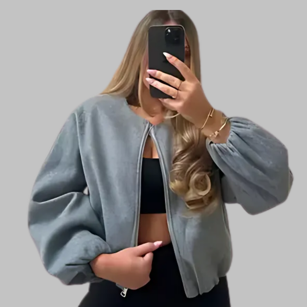 DHANE™ – Schickes Langarm-Crop-Top mit Reißverschluss
