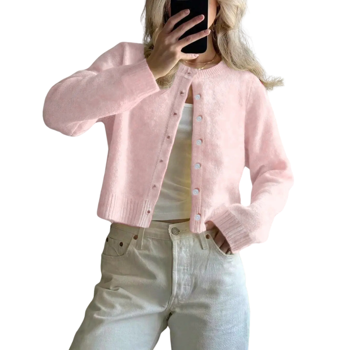 LEXA™ – Gemütliche Strickjacke mit Rundhalsausschnitt und Schnalle