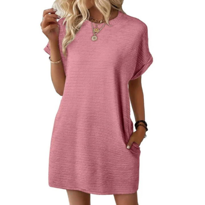 EVASHA™ – Lässiges minimalistisches Rundhals-Sommerkleid