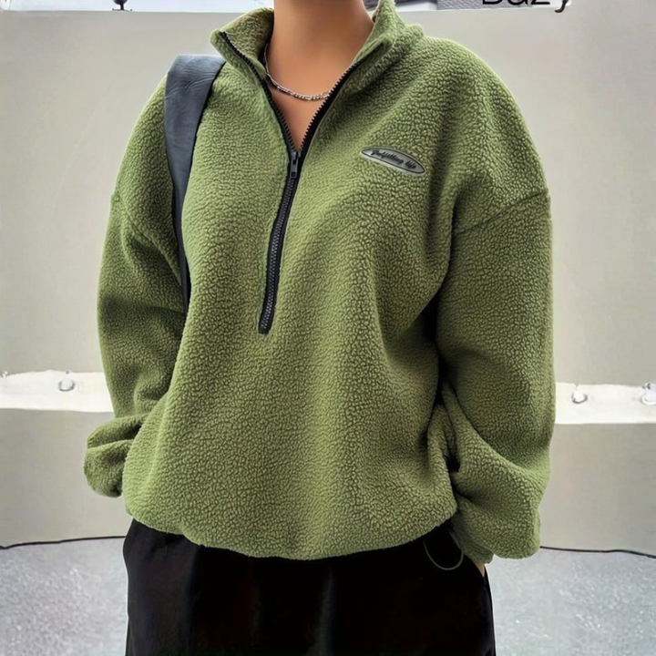 AVALANNA™ - Gemütliches, flauschiges Langarm-Sweatshirt mit halbem Reißverschluss