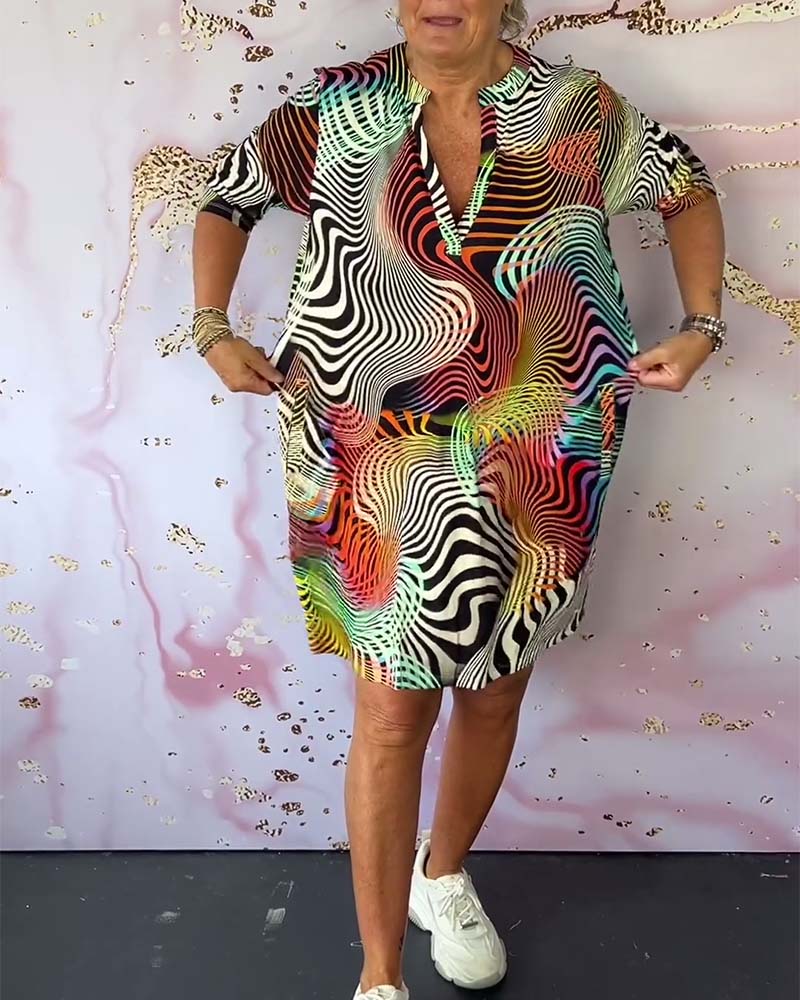MARI™ - Buntes V-Ausschnitt-Kleid