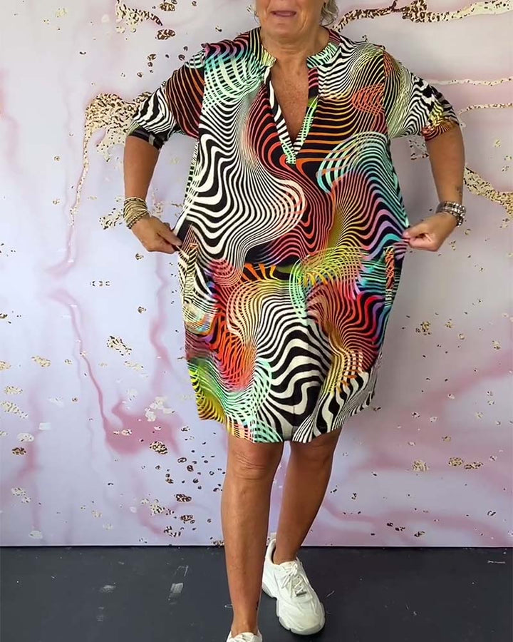 MARI™ - Buntes V-Ausschnitt-Kleid
