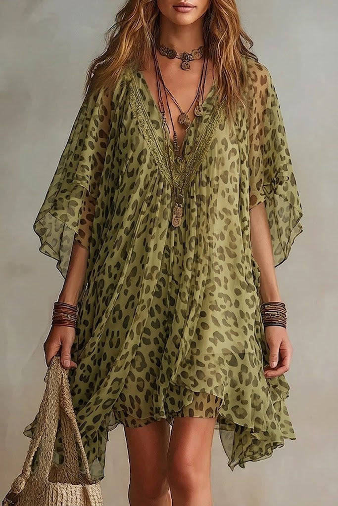 Harper | Fließendes Kleid mit Leopardenprint