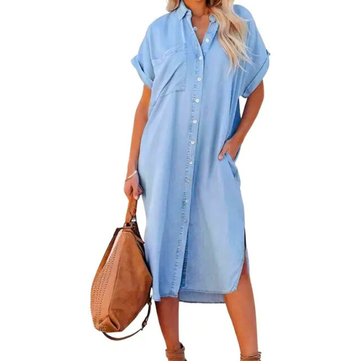 ADA™ – Müheloses lockeres Midi-Hemdblusenkleid