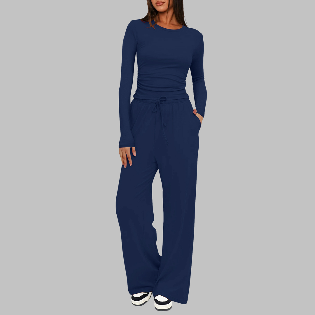 JANNY™ - Freizeit-Set aus Langarm-Top und Hose mit weitem Bein