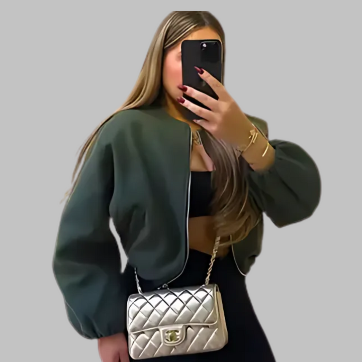 DHANE™ – Schickes Langarm-Crop-Top mit Reißverschluss