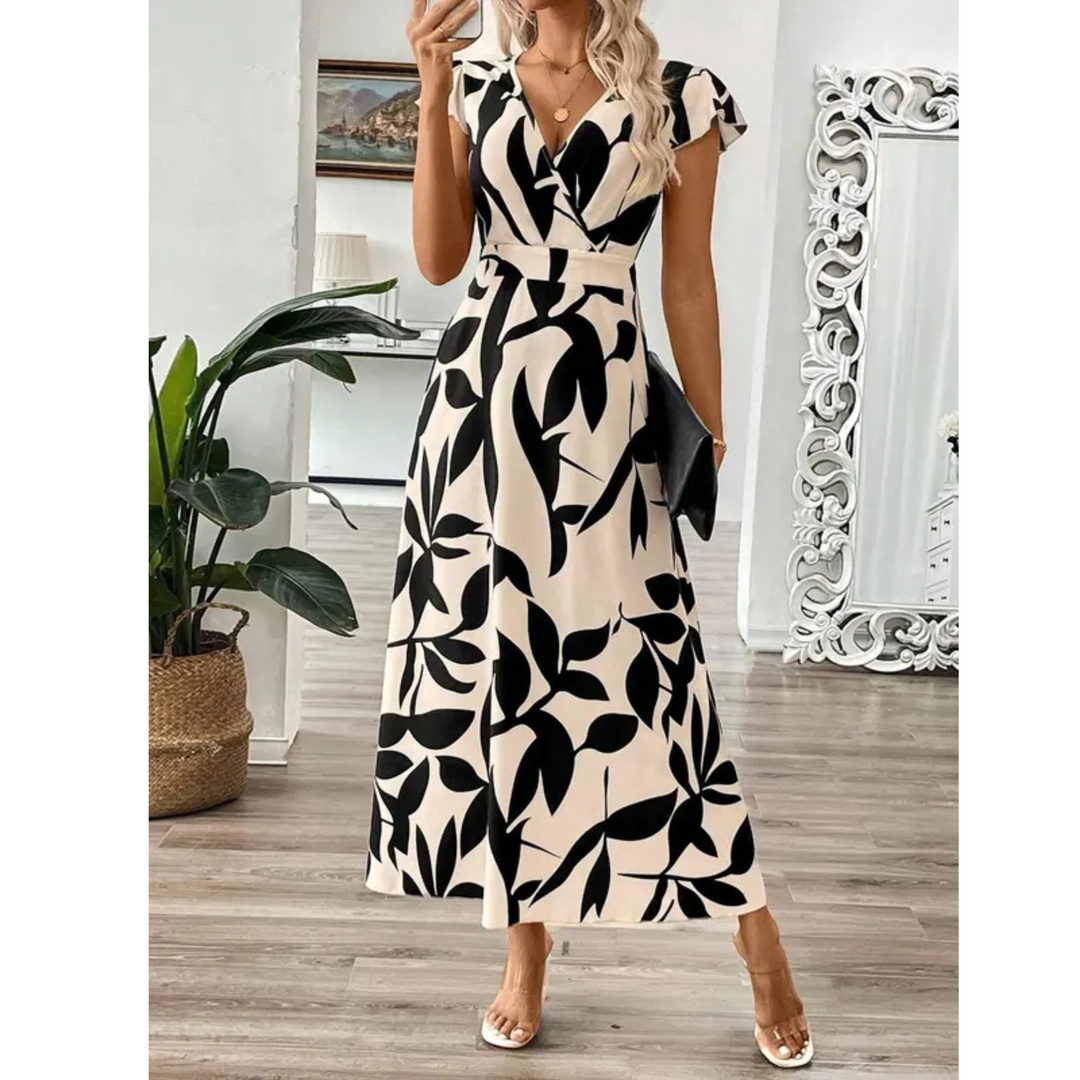 ZOELLA™ – Elegantes bedrucktes, kurzärmeliges Maxikleid für den Sommer