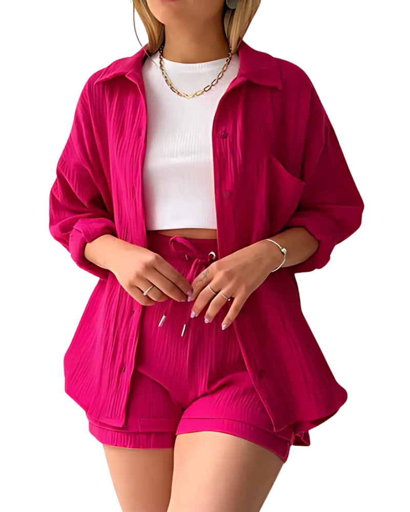 VERA™ – Modernes Knopfleisten-Shorts-Set