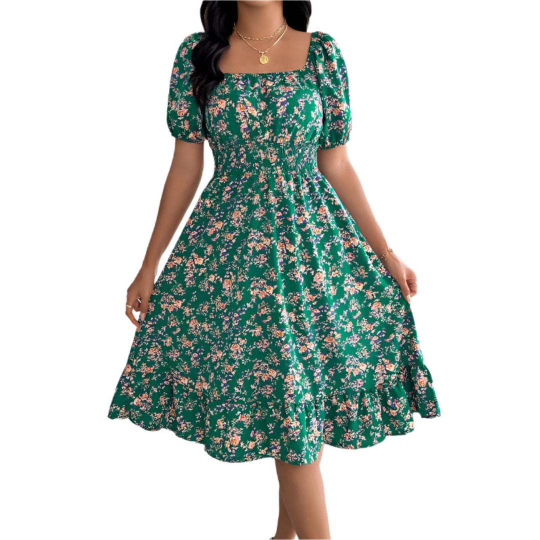 HIRAYA™ – Klassisches Sommerkleid mit eckigem Ausschnitt und Rüschen