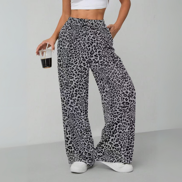 SYALA™ - Vintage-Leopardenhose mit weitem Bein und Bindedetail vorne