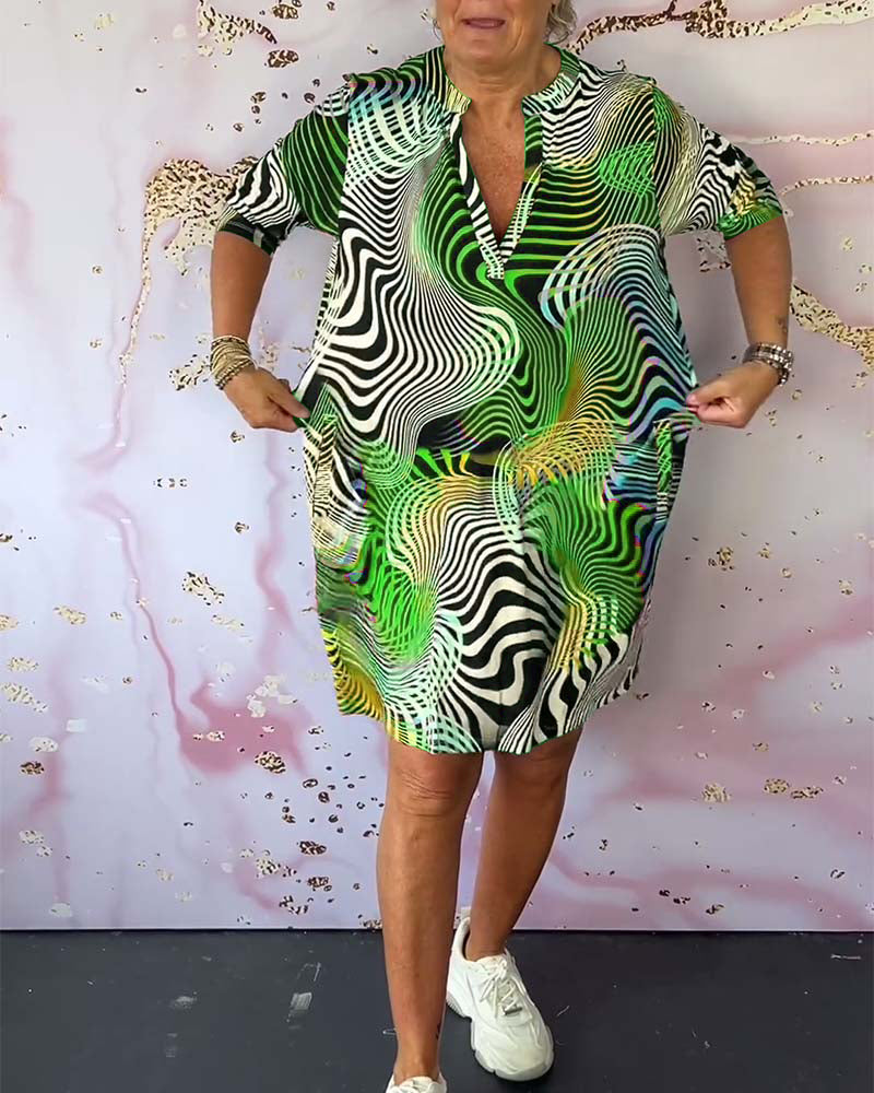MARI™ - Buntes V-Ausschnitt-Kleid