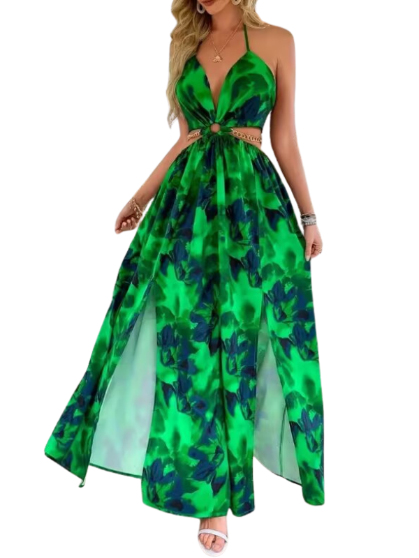 ASHA™ – Maxikleid mit Blumenmuster, Kettendetail und Beinschlitz für den Sommer