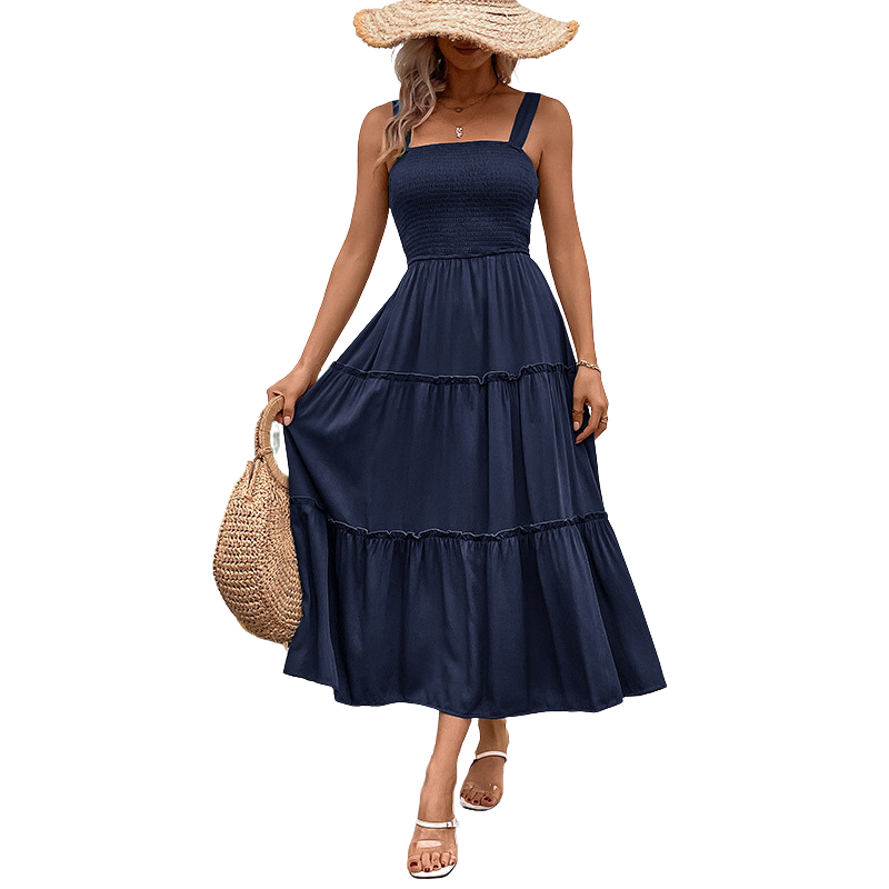 TESSIE™ – Lässiges rückenfreies Sommerkleid mit gerafftem Saum und Rüschen