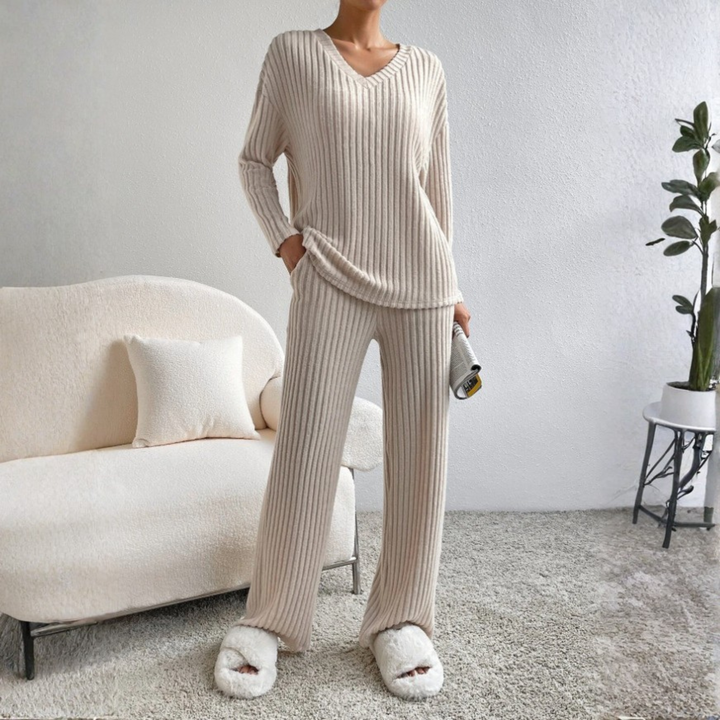 ENLINS™ – Freizeit-Set mit langärmligem V-Ausschnitt und Hose